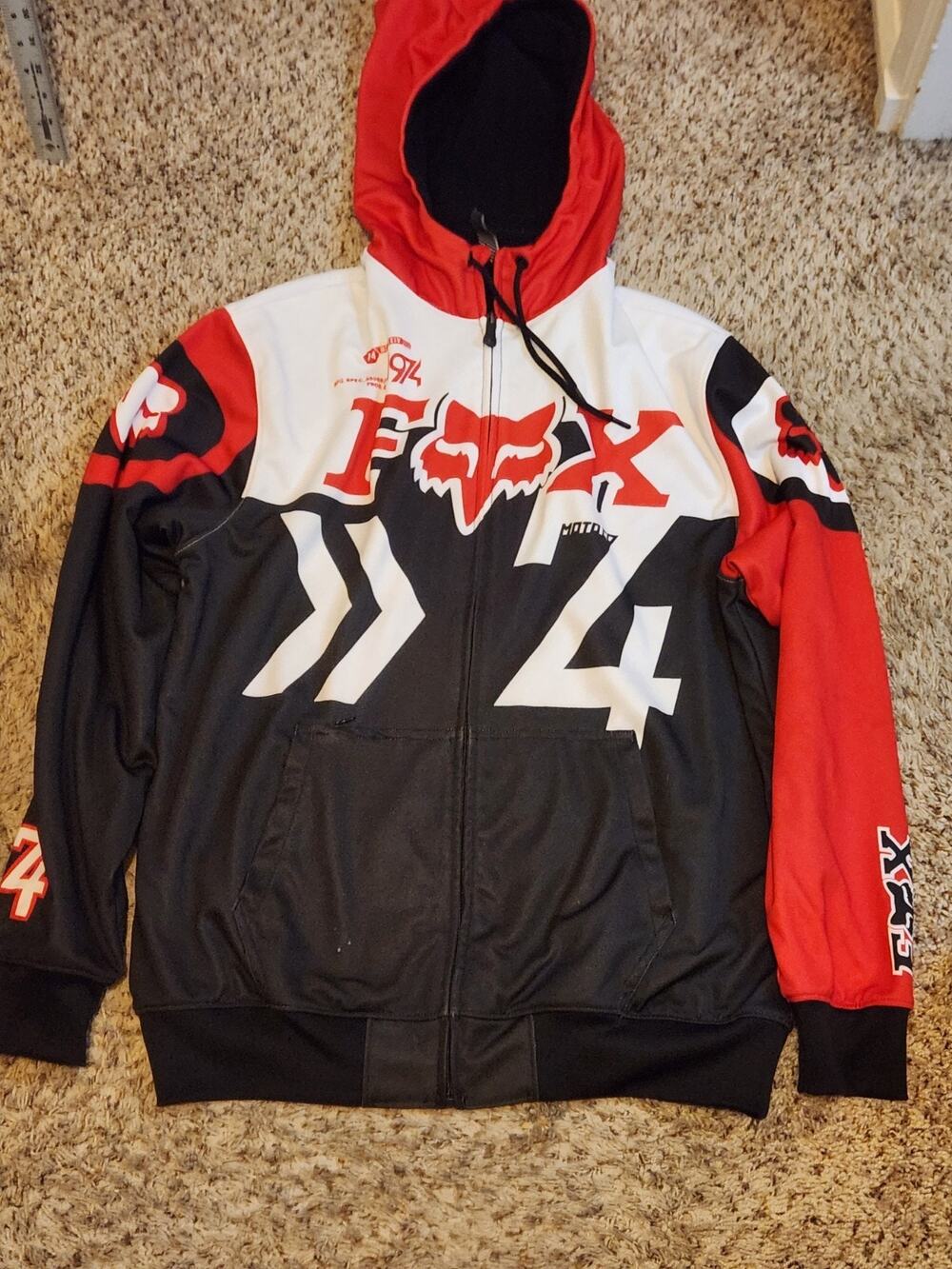 Vintage Y2K Fox Racing Full Zip Up Hoodie Size Large Hooded See Pictures